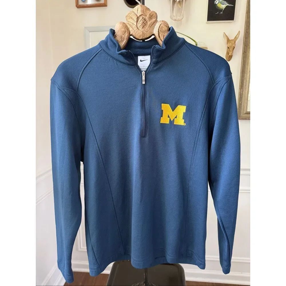 Nike University of Michigan Pullover 1-4 Zip Pockets S